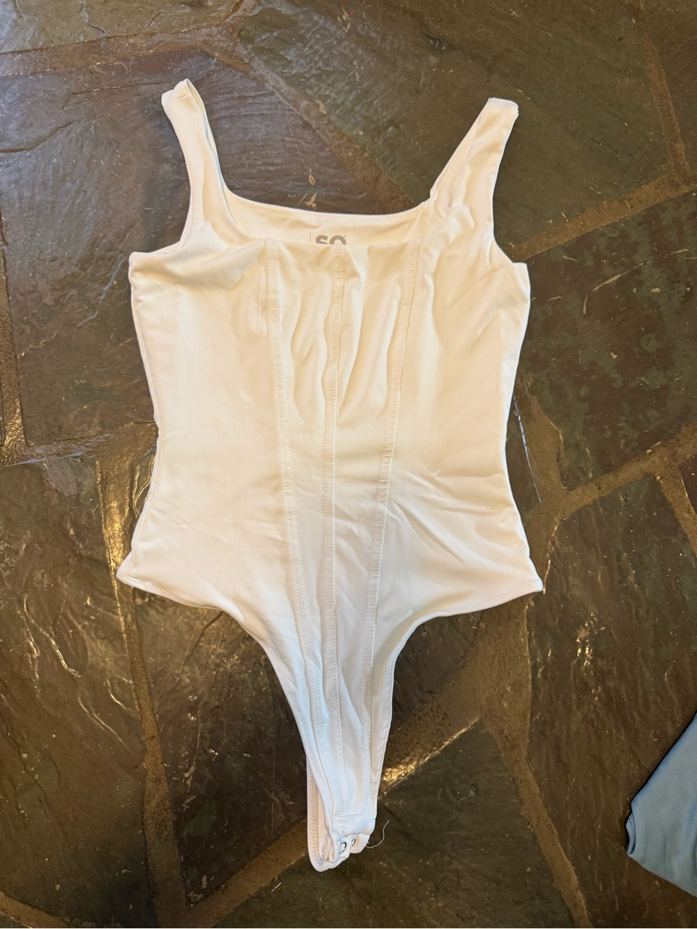 SO White One-Piece Bodysuit with Front Snaps